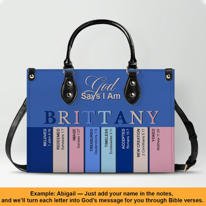 Personalized Christian Leather Handbag – Custom Name Purse with Bible Verses for Each Letter – CHRISTIANARTBAG