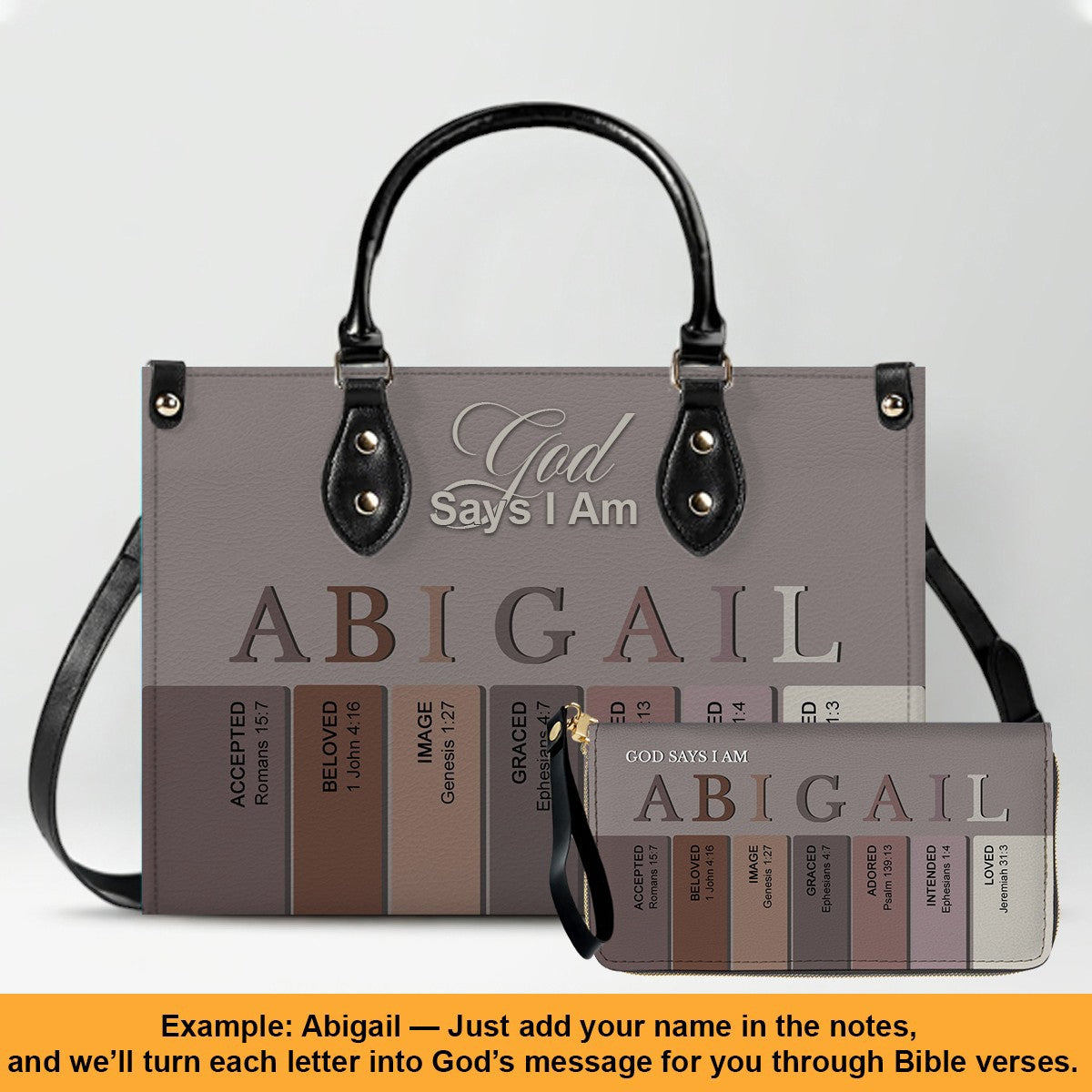 Personalized Leather Handbag – Custom Name Christian Purse by CHRISTIANARTBAG