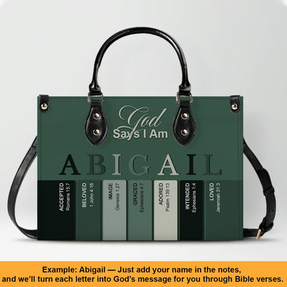 Personalized Christian Leather Handbag – Custom Name Purse with Bible Verses for Each Letter – CHRISTIANARTBAG