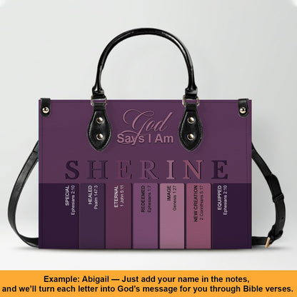 Personalized Christian Leather Handbag – Custom Name Purse with Bible Verses for Each Letter – CHRISTIANARTBAG