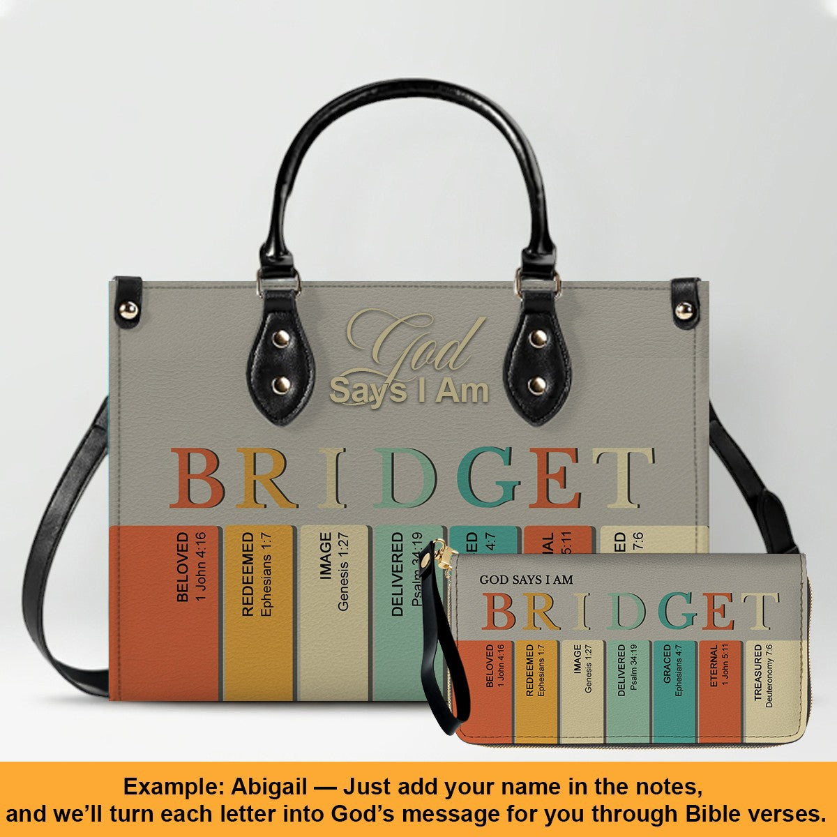 Personalized Leather Handbag – Custom Name Christian Purse by CHRISTIANARTBAG