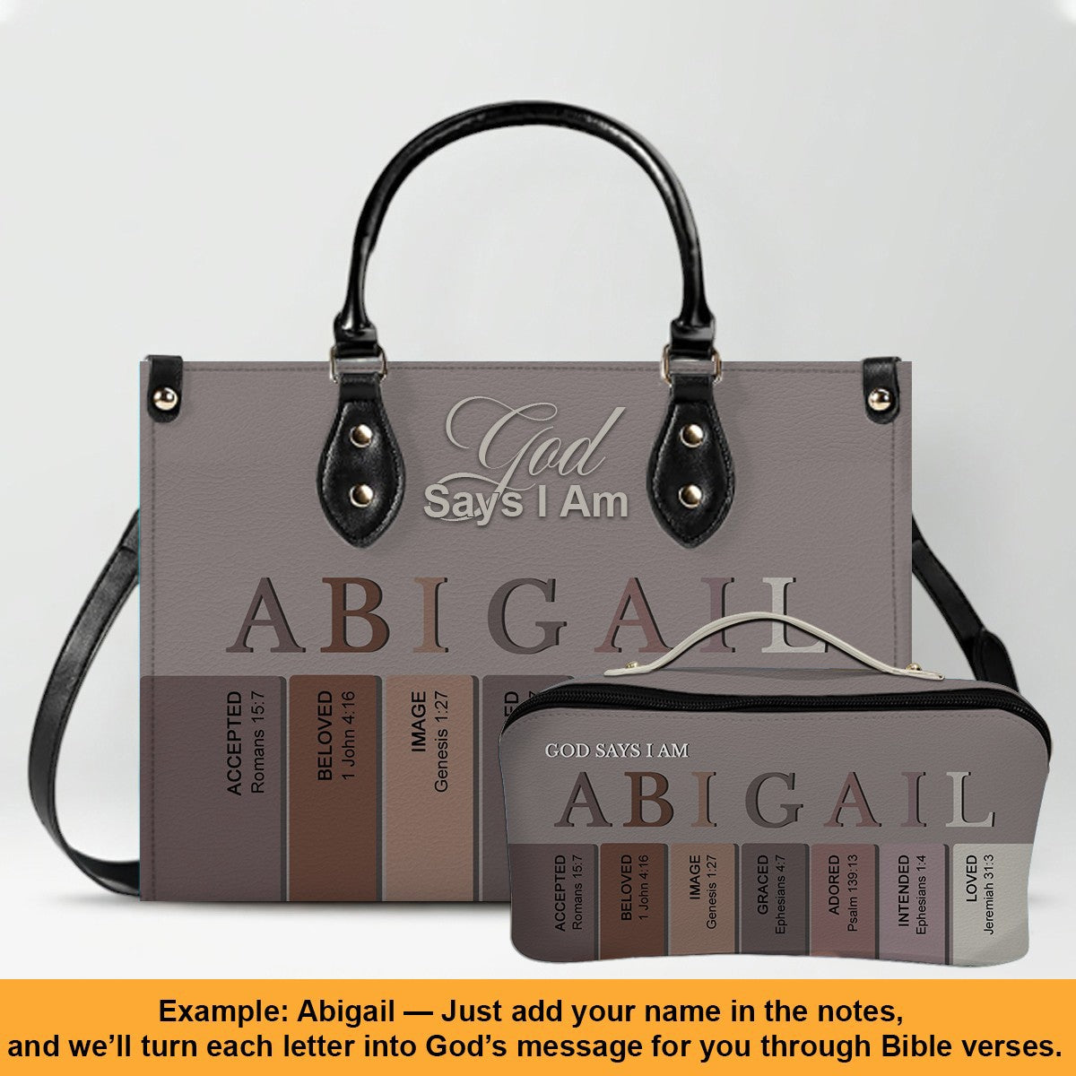 Personalized Leather Handbag – Custom Name Christian Purse by CHRISTIANARTBAG