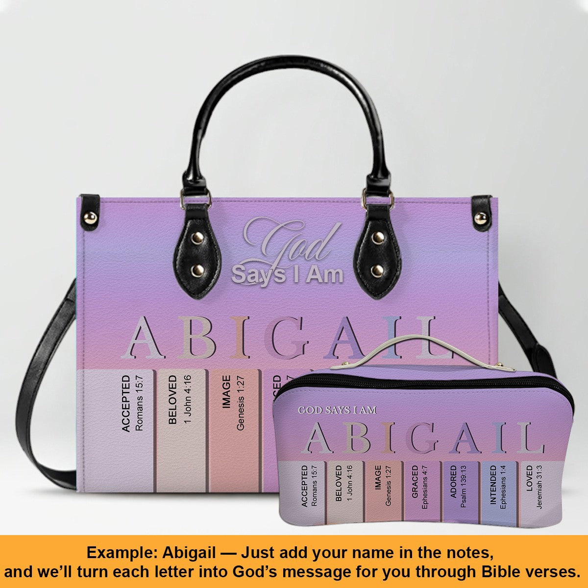 Personalized Leather Handbag – Custom Name Christian Purse by CHRISTIANARTBAG