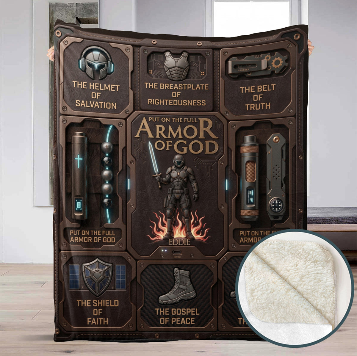 Personalized Armor of God Blanket for Men | Custom Blanket by CHRISTIANARTBAG CAB01060326