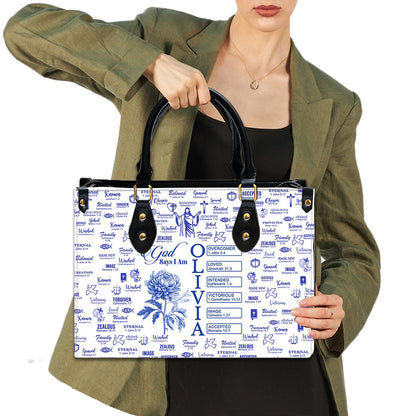 Personalized Leather Tote Bag with Name & Birth Month Flower – Custom Christian Handbag