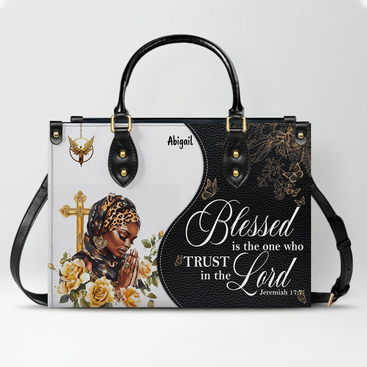 Personalized Leather Handbag with Bible Verse – Custom Christian Purse with Name | CHRISTIANARTBAG Faith Gift for Women