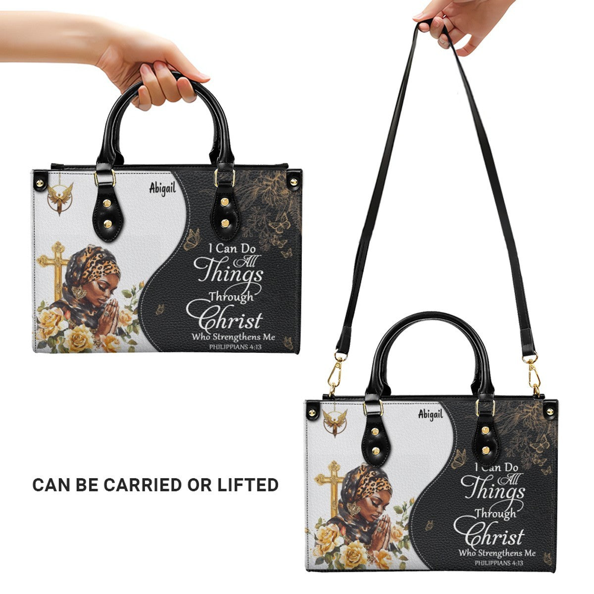 Personalized Leather Handbag with Bible Verse – Custom Christian Purse with Name | CHRISTIANARTBAG Faith Gift for Women