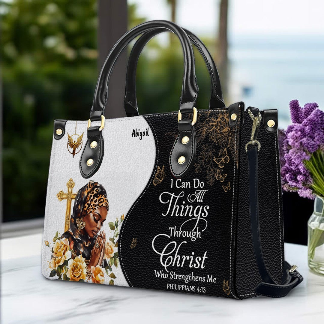 Personalized Leather Handbag with Bible Verse – Custom Christian Purse with Name | CHRISTIANARTBAG Faith Gift for Women