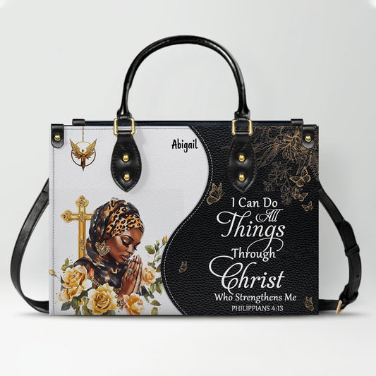 Personalized Leather Handbag with Bible Verse – Custom Christian Purse with Name | CHRISTIANARTBAG Faith Gift for Women