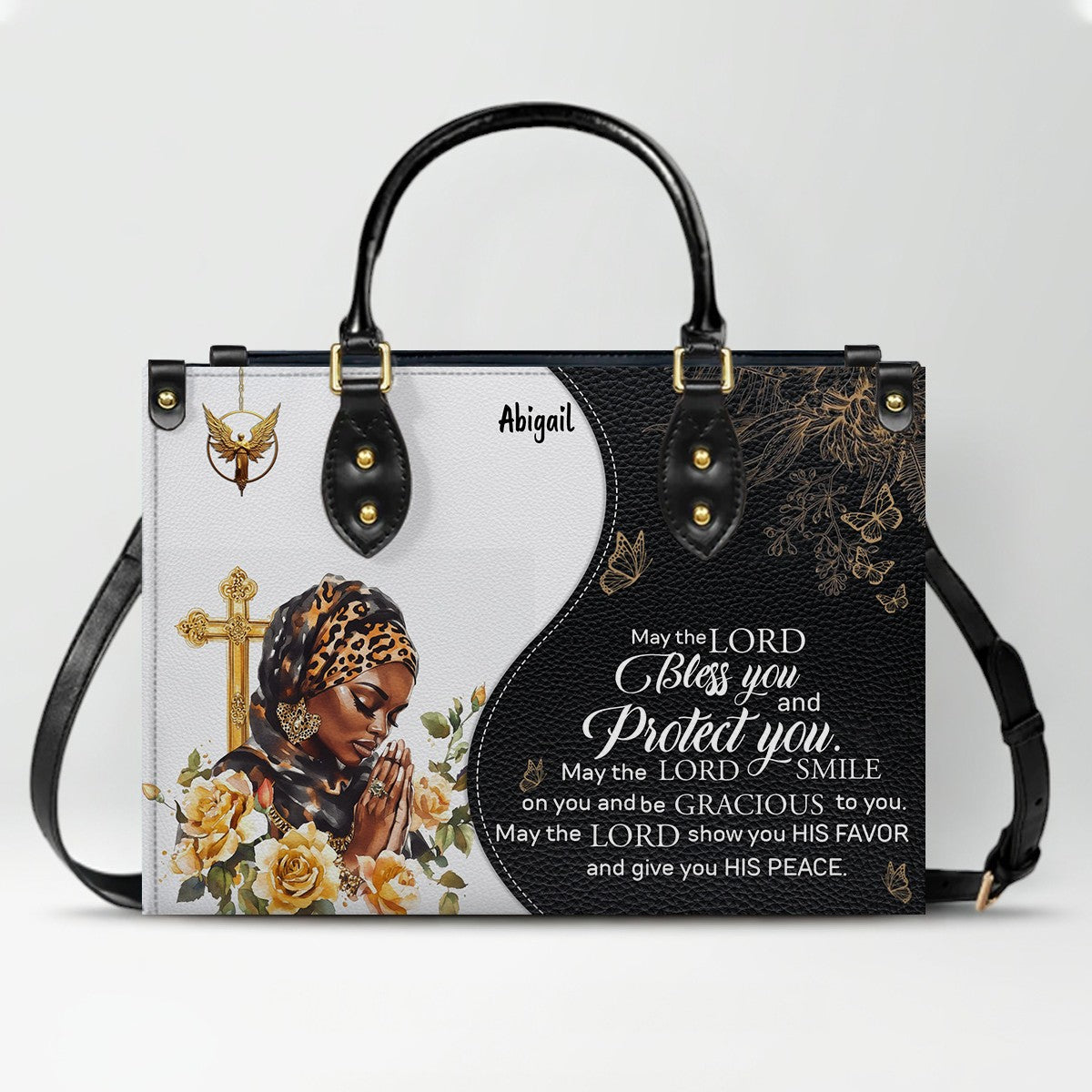 Personalized Leather Handbag with Bible Verse – Custom Christian Purse with Name | CHRISTIANARTBAG Faith Gift for Women