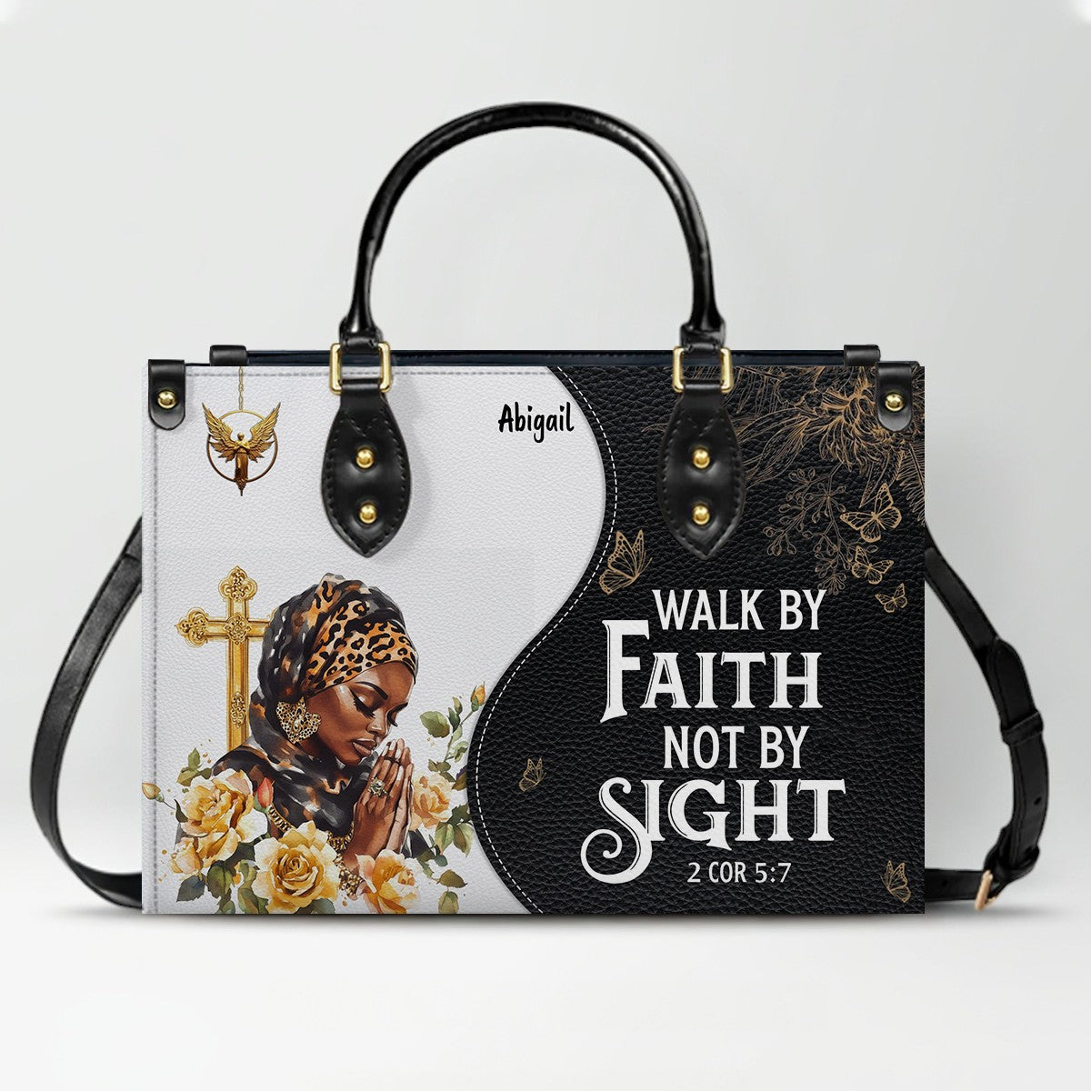Personalized Leather Handbag with Bible Verse – Custom Christian Purse with Name | CHRISTIANARTBAG Faith Gift for Women