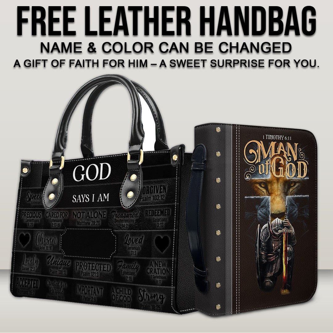 CHRISTIANARTBAG Bible Cover - Uncover the sacred meaning of your name - Buy a Bible Cover, Get a Free Personalized Leather Handbag – Perfect Father's Day Gift
