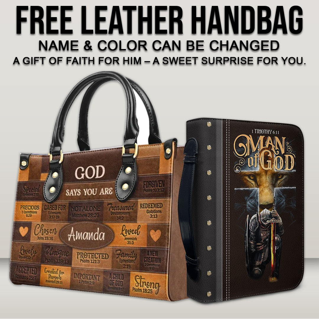 CHRISTIANARTBAG Bible Cover - Uncover the sacred meaning of your name - Buy a Bible Cover, Get a Free Personalized Leather Handbag – Perfect Father's Day Gift