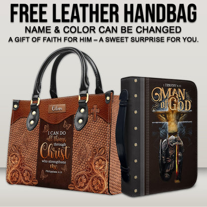 CHRISTIANARTBAG Bible Cover - Uncover the sacred meaning of your name - Buy a Bible Cover, Get a Free Personalized Leather Handbag – Perfect Father's Day Gift