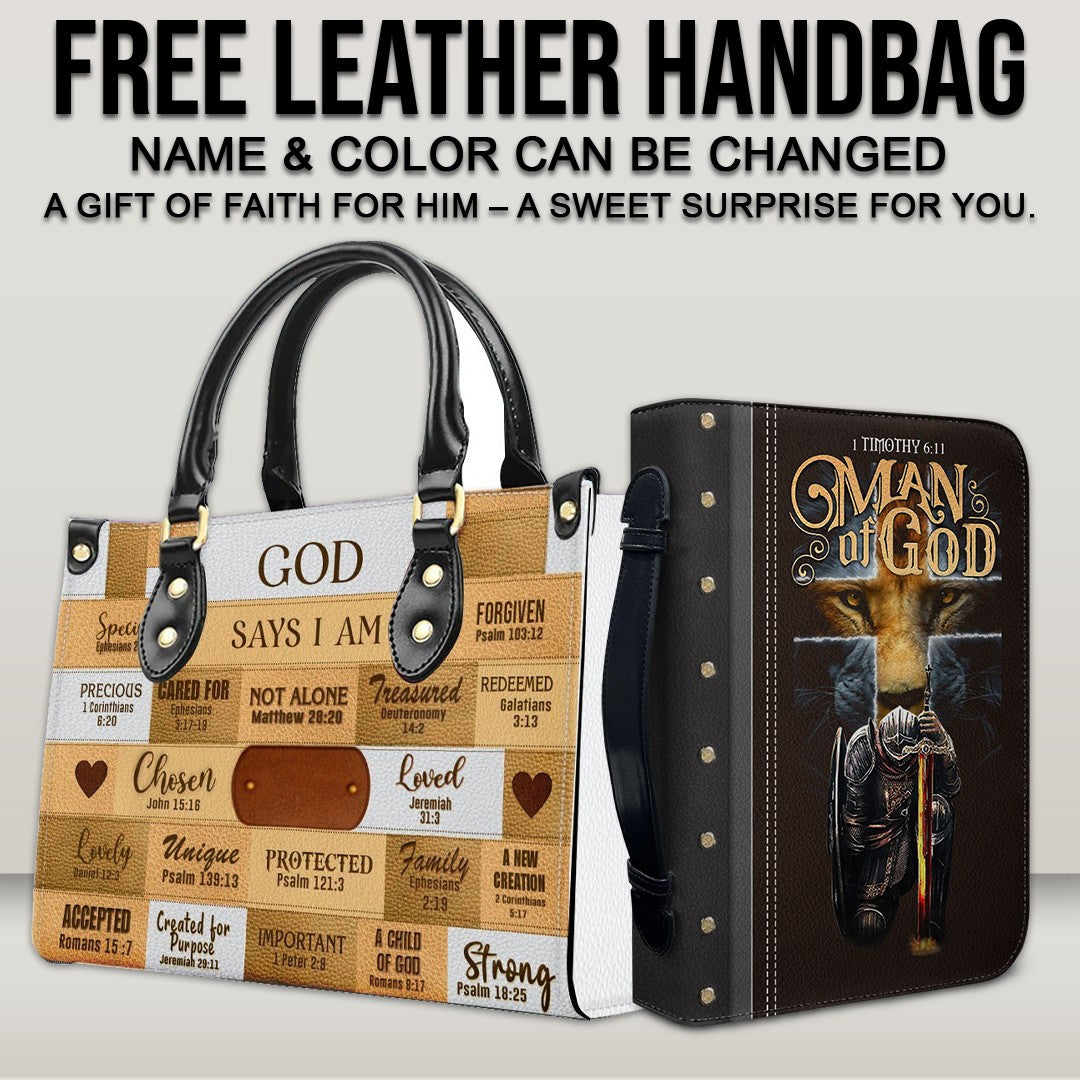 CHRISTIANARTBAG Bible Cover - Uncover the sacred meaning of your name - Buy a Bible Cover, Get a Free Personalized Leather Handbag – Perfect Father's Day Gift