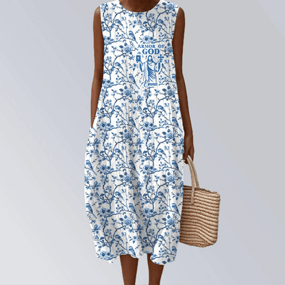 Personalized Christian Floral Summer Dress – Armor of God Women’s Maxi Dress