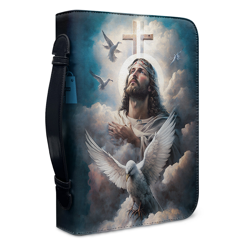 Christianartbag Bible Cover, Jesus Cross With Doves Personalized Bible Cover, Personalized Bible Cover, Purple Bible Cover, Christmas Gift, CABBBCV01170923. - Christian Art Bag