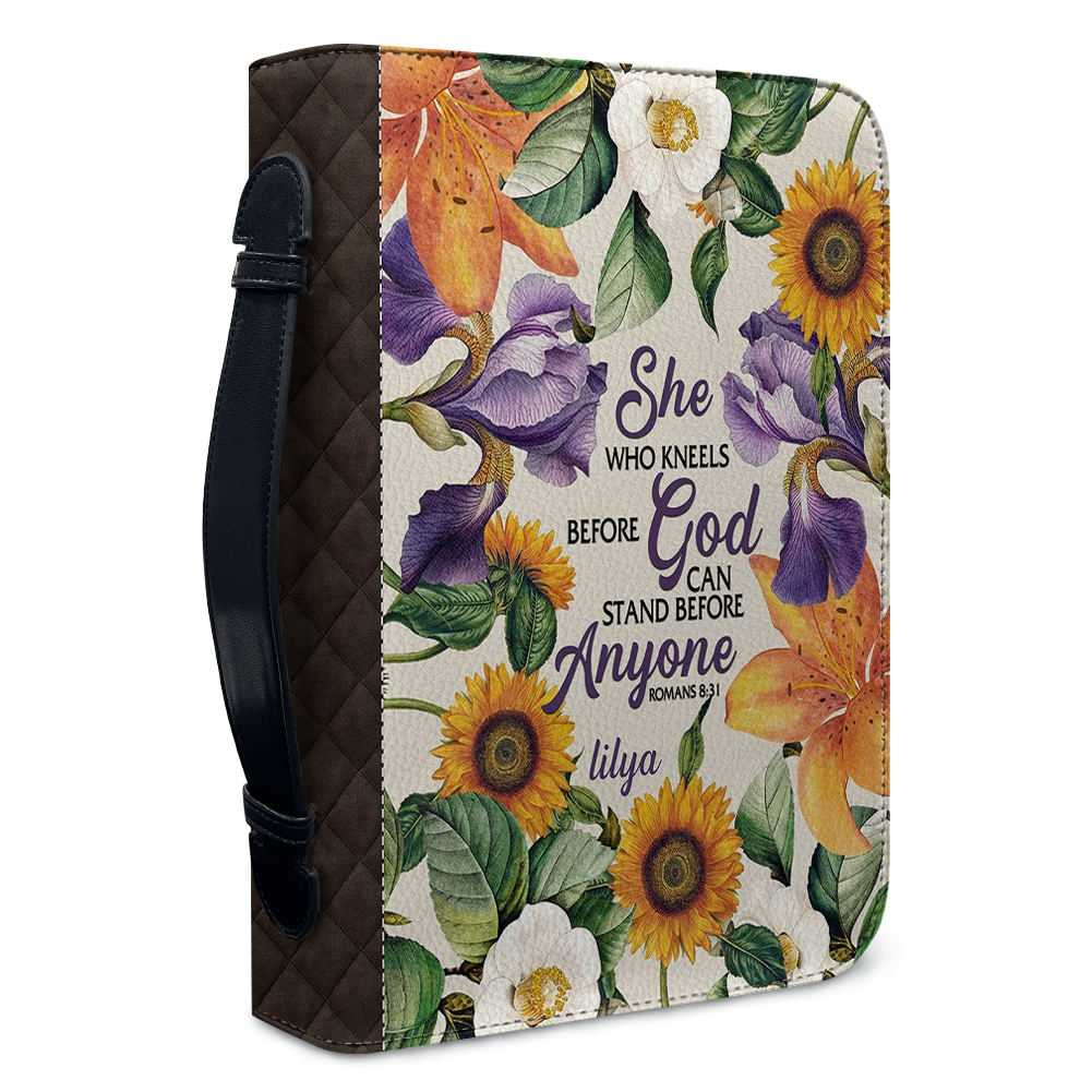 CHRISTIANARTBAG Bible Cover - She Who Kneels Before GOD - Personalized Bible Cover – Custom Name – CHRISTIANARTBAG Gift for Christians CAB02280525