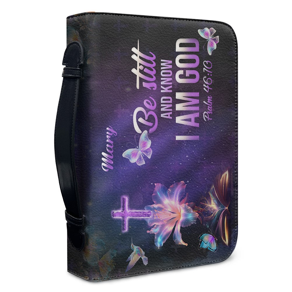 Christianartbag Bible Cover, Be Still And Know I Am God Psalm 46:70 Personalized Bible Cover Purple, Sunflower Butterfly Bible Cover, Personalized Bible Cover, Christmas Gift, CABBBCV01300923. - Christian Art Bag