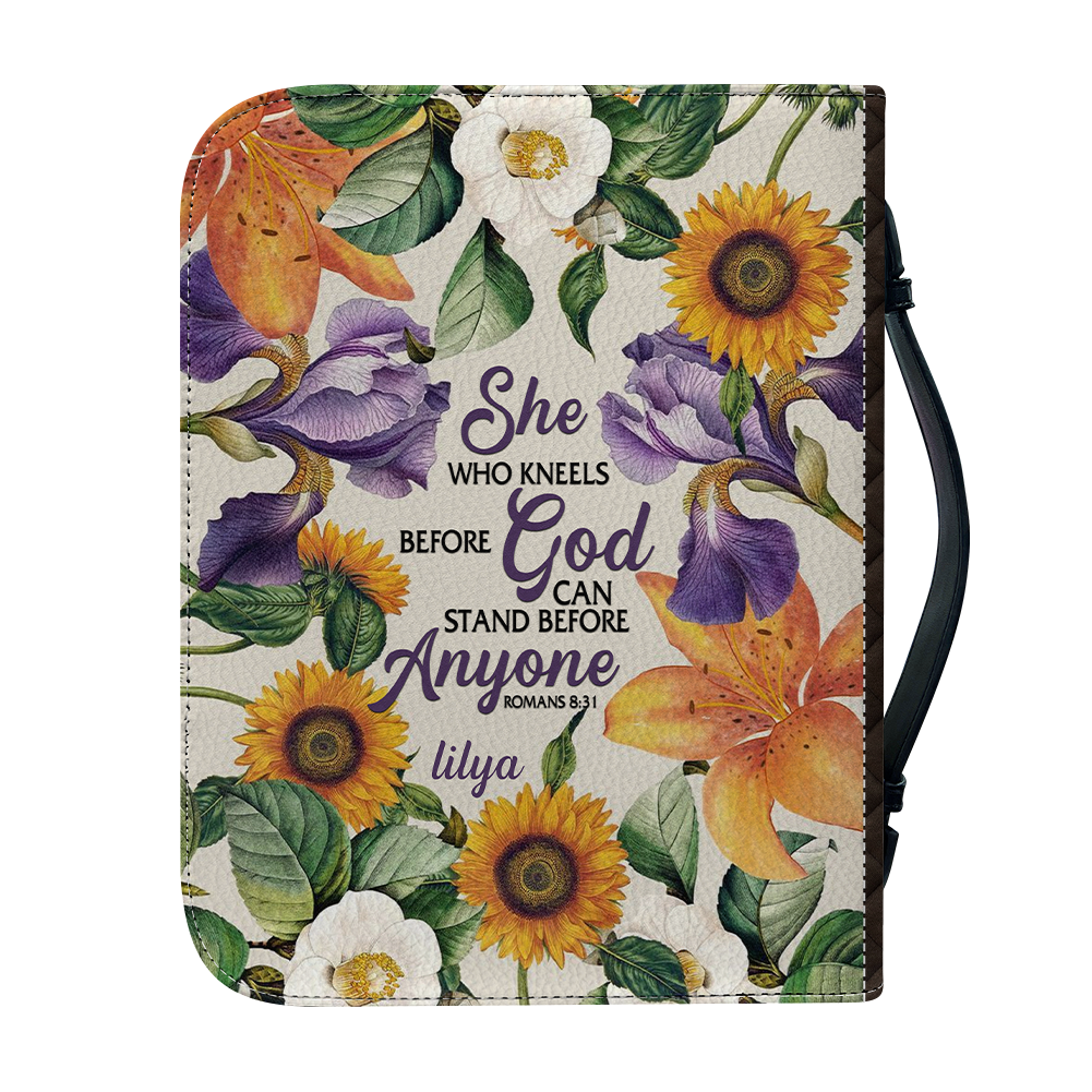 CHRISTIANARTBAG Bible Cover - She Who Kneels Before GOD - Personalized Bible Cover – Custom Name – CHRISTIANARTBAG Gift for Christians CAB02280525