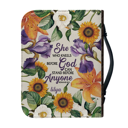 CHRISTIANARTBAG Bible Cover - She Who Kneels Before GOD - Personalized Bible Cover – Custom Name – CHRISTIANARTBAG Gift for Christians CAB02280525