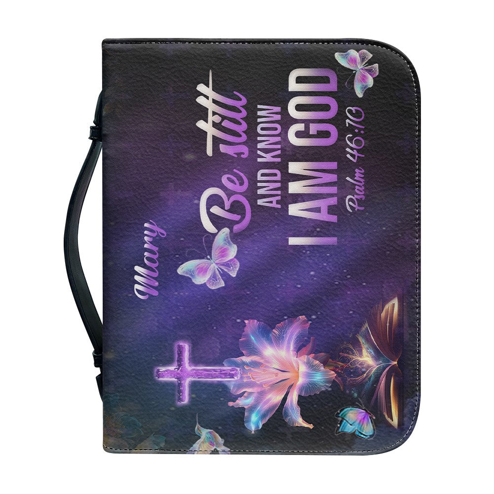 Christianartbag Bible Cover, Be Still And Know I Am God Psalm 46:70 Personalized Bible Cover Purple, Sunflower Butterfly Bible Cover, Personalized Bible Cover, Christmas Gift, CABBBCV01300923. - Christian Art Bag