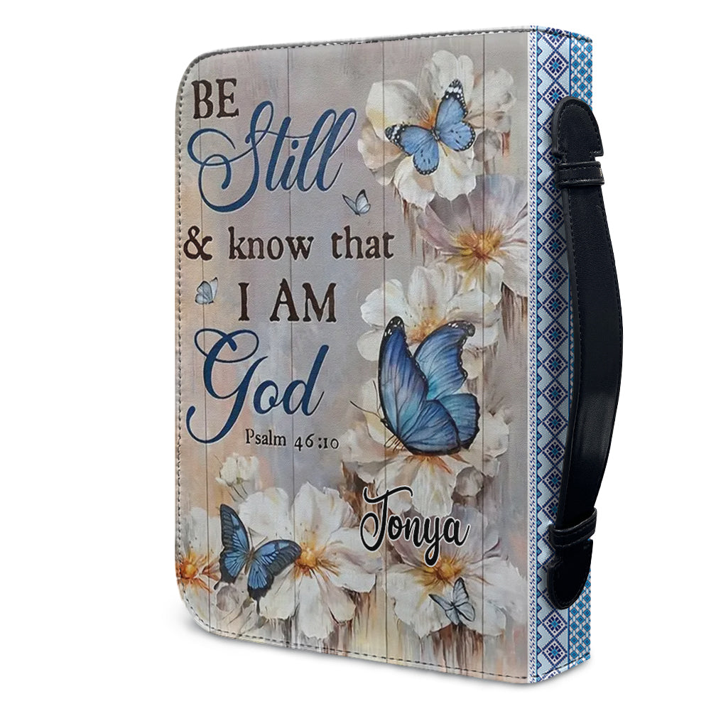 Christianartbag Bible Cover, Be Still And Know That I Am GOD Personalized Bible Cover, Butterfly and Flower Bible Cover, Personalized Bible Cover, Christmas Gift, CABBBCV01270923. - Christian Art Bag