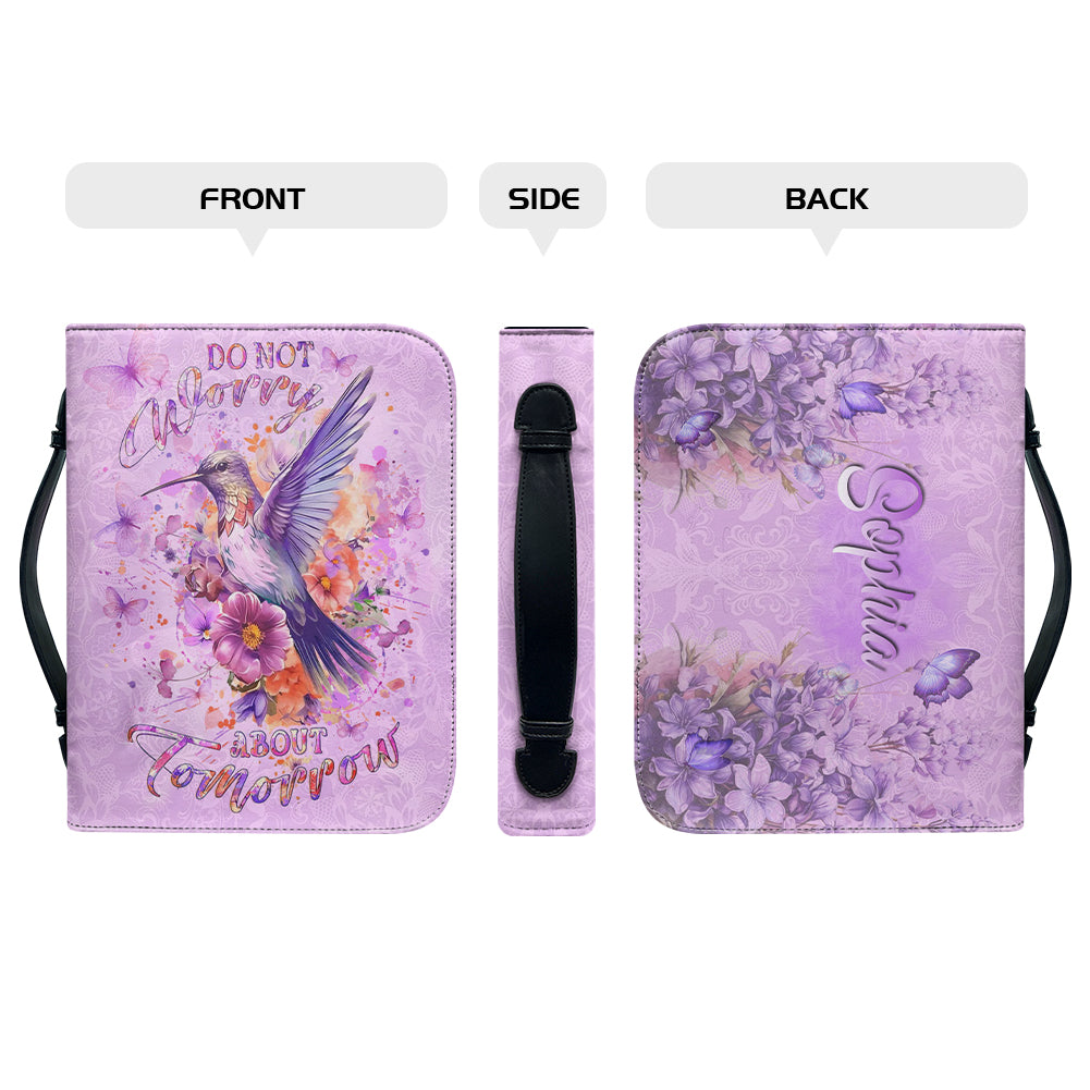 Christianartbag Bible Cover, Do Not Worry About Tomorrow Bible Cover, Personalized Bible Cover, Hummingbird Purple Bible Cover, Christian Gifts, CAB01060124. - Christian Art Bag