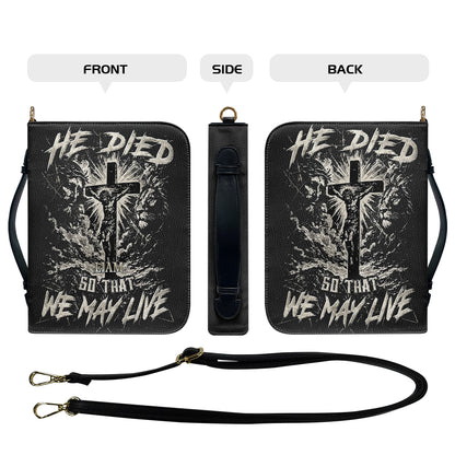 CHRISTIANARTBAG Bible Cover - He Died So That We May Live - Personalized Bible Cover – Custom Name – CHRISTIANARTBAG Gift for Christians CAB07280625