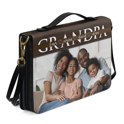 Personalized Bible Cover with Family Photo – Custom Name Christian Gift for Parents & Grandparents