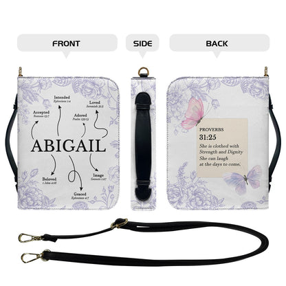 CHRISTIANARTBAG Bible Cover - Uncover the sacred meaning of your name - She is Clothed With Strength and Dignity - Personalized Bible Cover, CABBBCV01051525.