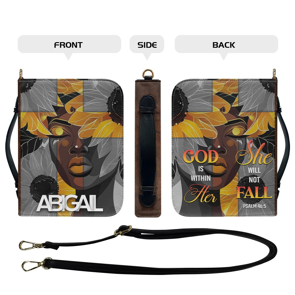 CHRISTIANARTBAG Bible Cover - GOD is Within Her She Will Not Fall Psalm 46 5 - Personalized Bible Cover - Christian Gifts 01041025