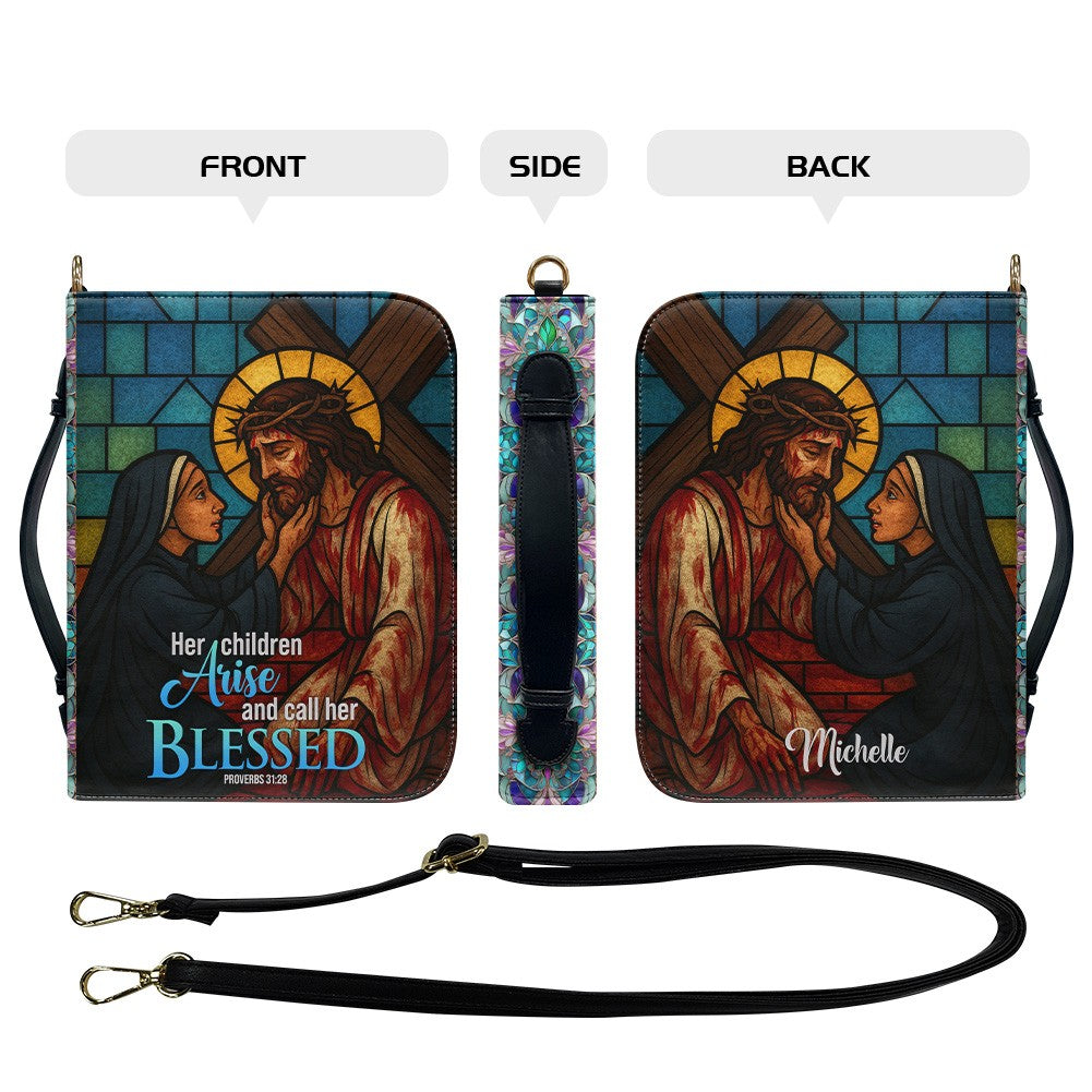 CHRISTIANARTBAG Bible Cover - Her children arise and call her blessed Proverbs 31 28 - Personalized Bible Cover - Christian Gifts 02041025