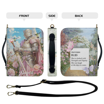 CHRISTIANARTBAG Bible Cover - Uncover the sacred meaning of your name - She is Clothed With Strength and Dignity - Personalized Bible Cover Retro Pink, CABBBCV02051525.