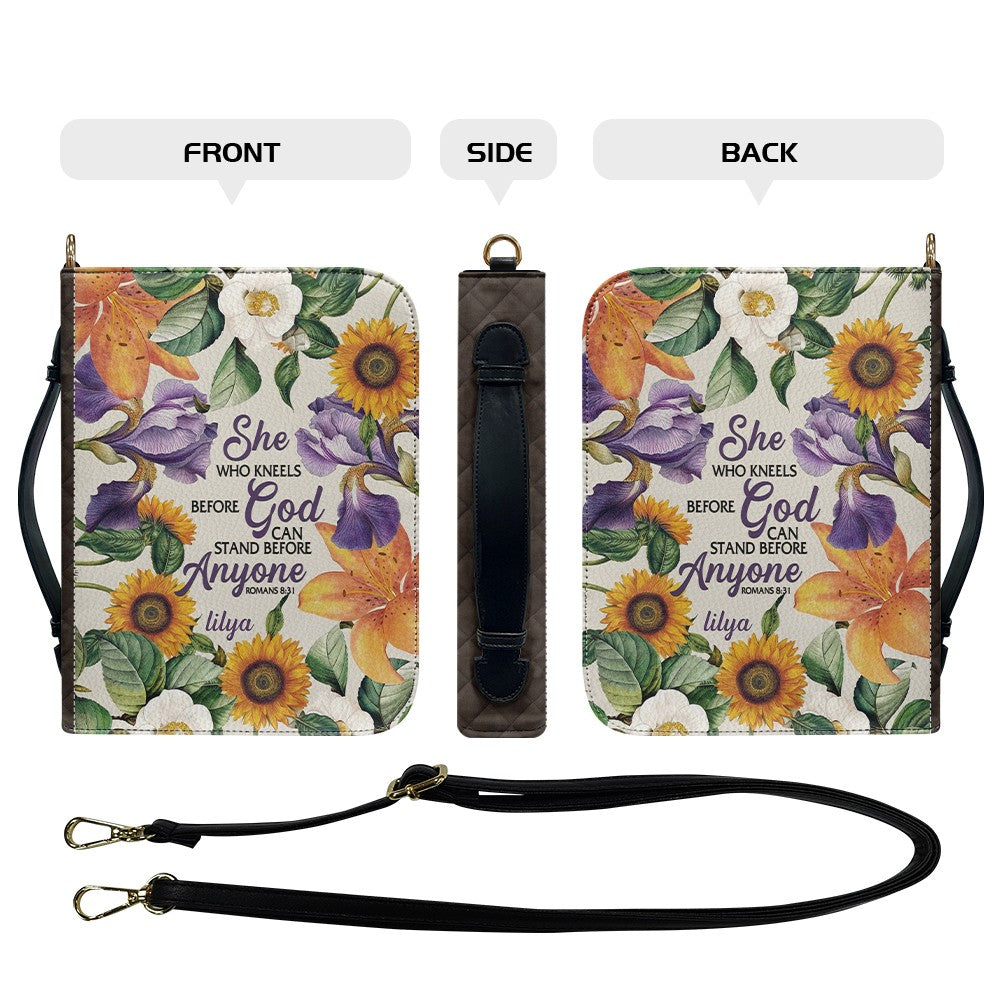 CHRISTIANARTBAG Bible Cover - She Who Kneels Before GOD - Personalized Bible Cover – Custom Name – CHRISTIANARTBAG Gift for Christians CAB02280525