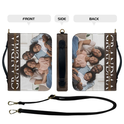 Personalized Bible Cover with Family Photo – Custom Name Christian Gift for Parents & Grandparents