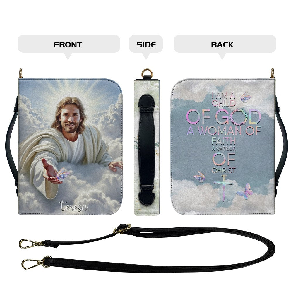 Personalized Bible Cover for Women – I Am a Child of God, Custom Name, Jesus Design | CHRISTIANARTBAG CAB01270625