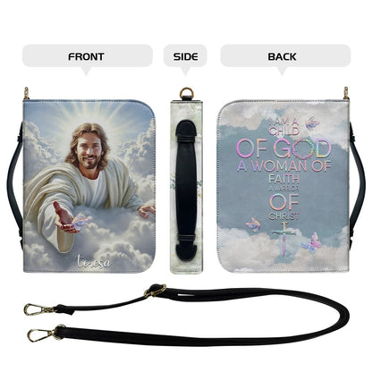 Personalized Bible Cover for Women – I Am a Child of God, Custom Name, Jesus Design | CHRISTIANARTBAG CAB01270625