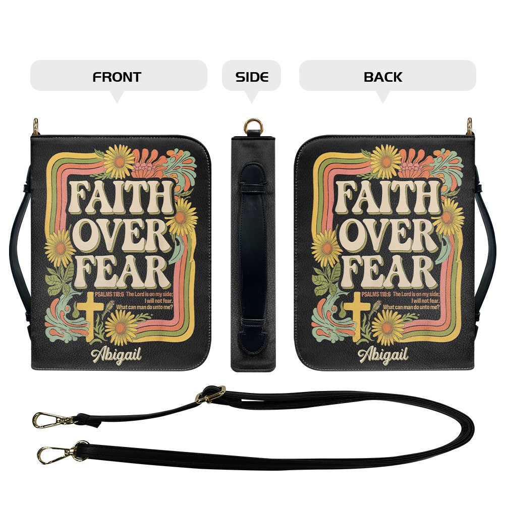 CHRISTIANARTBAG Bible Cover | Faith Over Fear - Customizable Bible Cover – Name - Christian Gifts - CAB01050525.