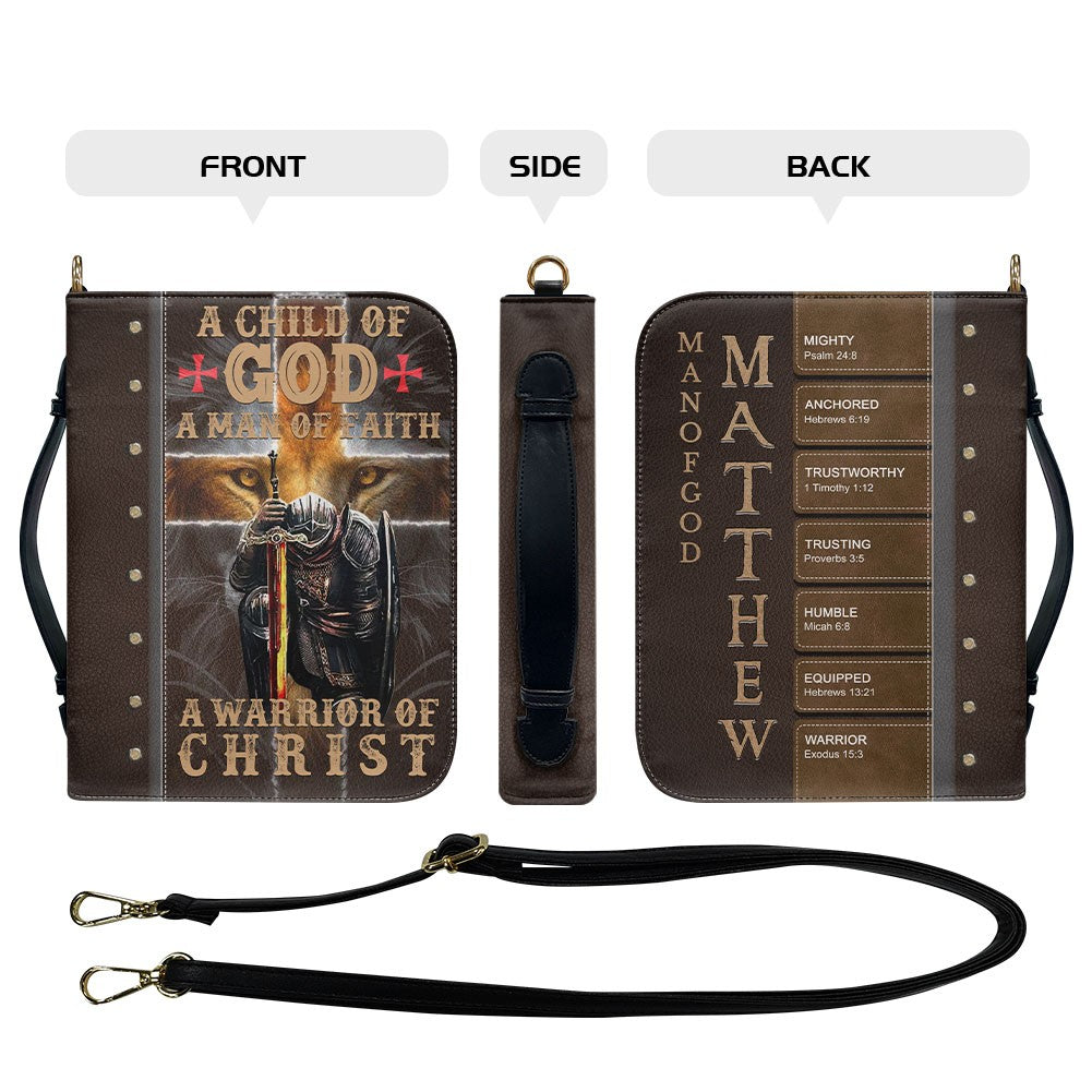 Personalized Christian Bible Cover for Men – A Warrior of Christ Design with Custom Name, Hair & Beard