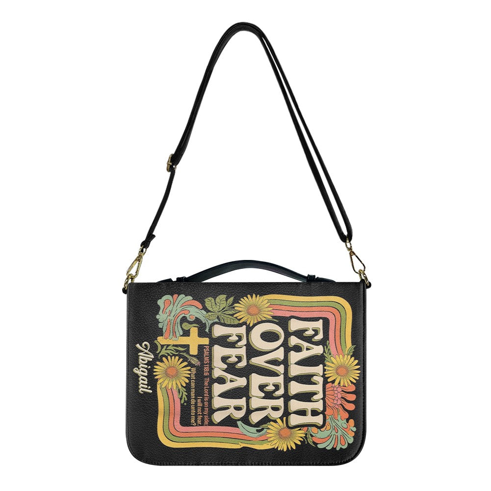 CHRISTIANARTBAG Bible Cover | Faith Over Fear - Customizable Bible Cover – Name - Christian Gifts - CAB01050525.