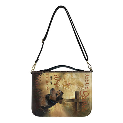 CHRISTIANARTBAG Bible Cover - Jesus Is My Savior Dogs Are My Therapy - Personalized Pet Bible Covers, CABBBCV01190525.