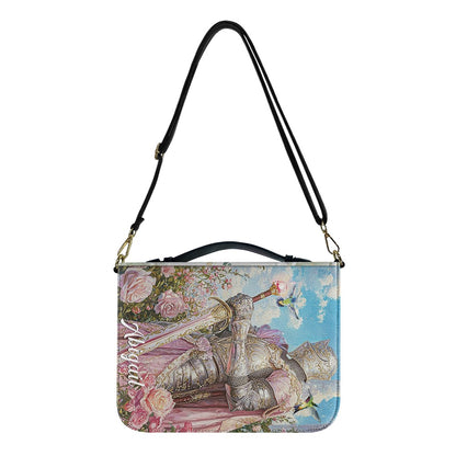 CHRISTIANARTBAG Bible Cover - Uncover the sacred meaning of your name - She is Clothed With Strength and Dignity - Personalized Bible Cover Retro Pink, CABBBCV02051525.