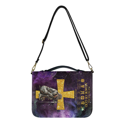 Personalized Leather Bible Cover – Custom Name & Armor of God Design with Scripture Letters