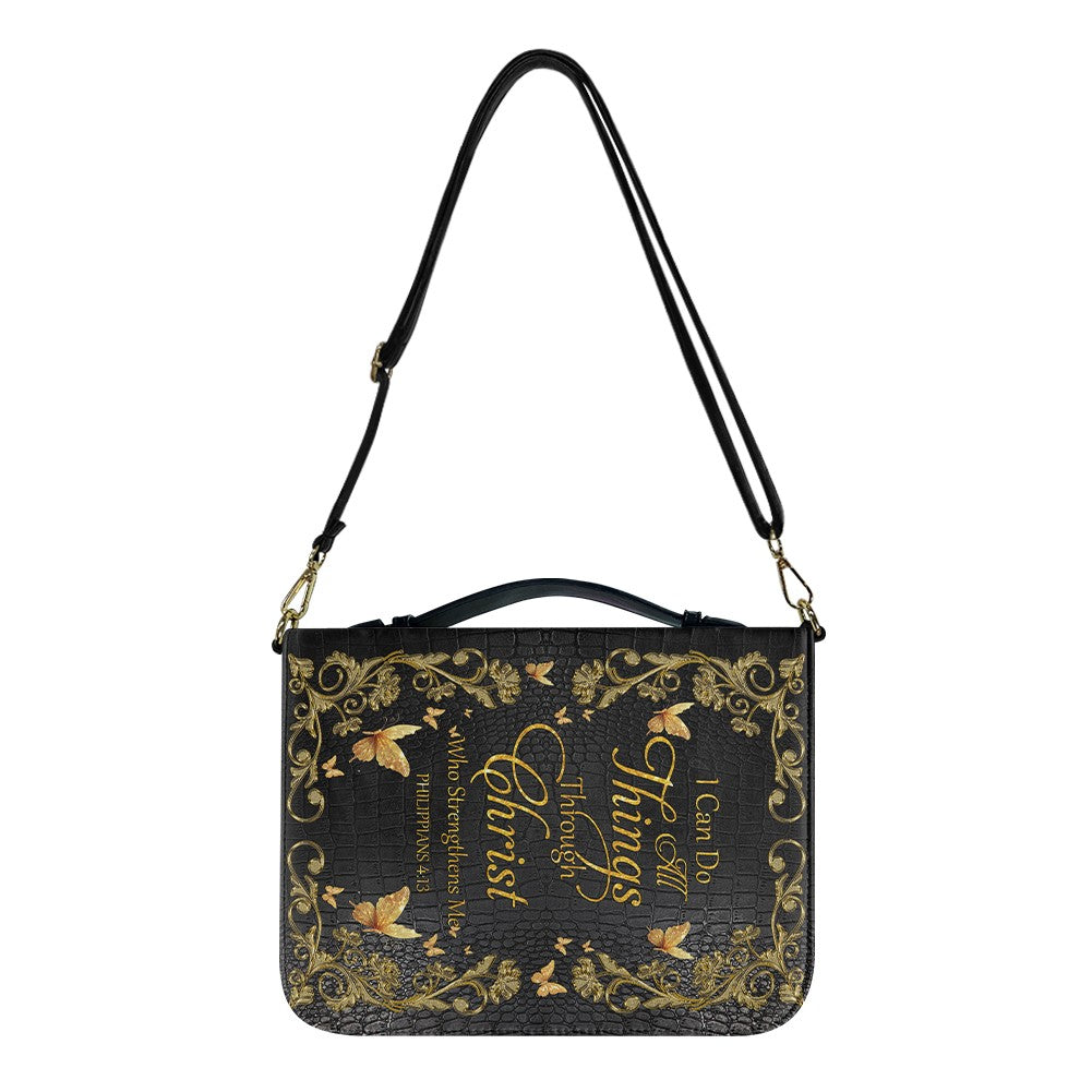 CHRISTIANARTBAG Bible Cover - I Can Do All Things Through Christ - Custom Name and Bible Verse - Personalized Bible Cover, CABBBCV0160525