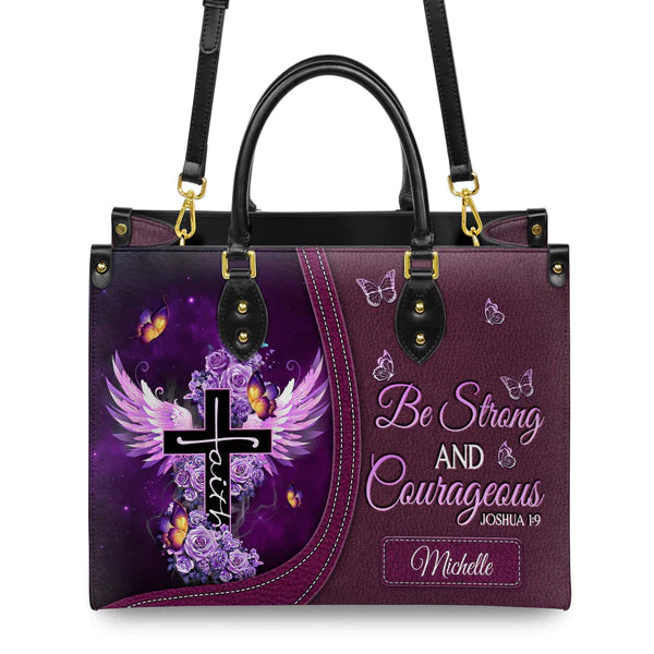 Christianart Designer Handbags, Be Strong and Courageous, Personalized Gifts, Gifts for Women. - Christian Art Bag