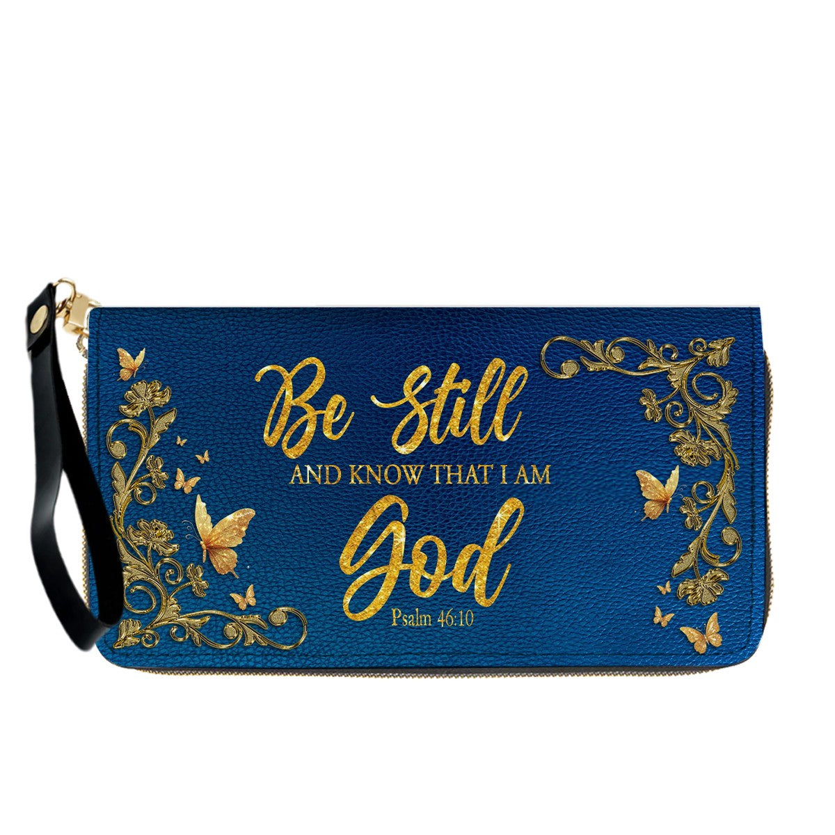 Personalized Christian Leather Handbag – Gold Navy Bible Verse Tote for Women | CHRISTIANARTBAG CAB01122525