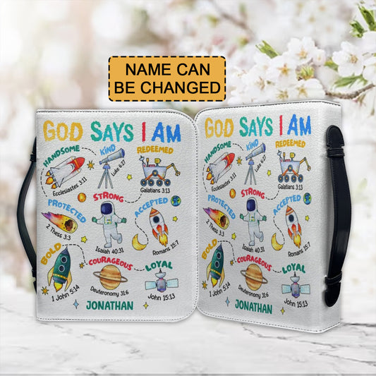 Christianartbag Bible Cover, God Says I Am Bible Cover, Personalized Bible Cover, Galaxy Leader Bible Cover, Bible Cover For Kids, Christian Gifts, CAB04281123. - Christian Art Bag