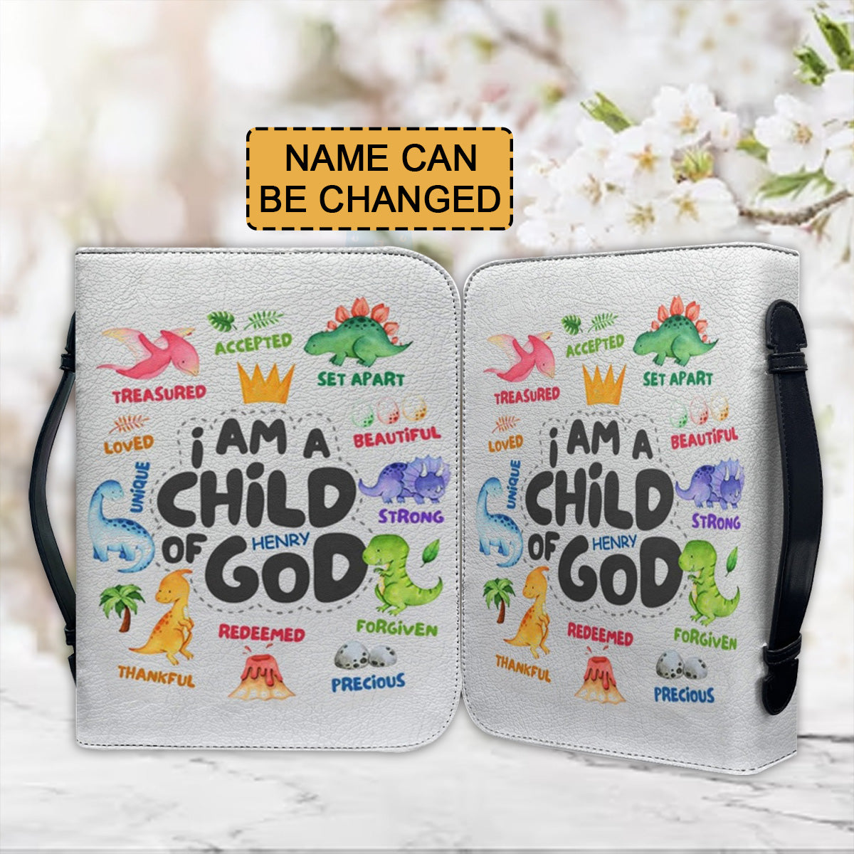 Christianartbag Bible Cover, I Am A Child Of God Bible Cover, Personalized Bible Cover, Cute Dinosaur Bible Cover, Bible Cover For Kids, Christian Gifts, CAB06281123. - Christian Art Bag