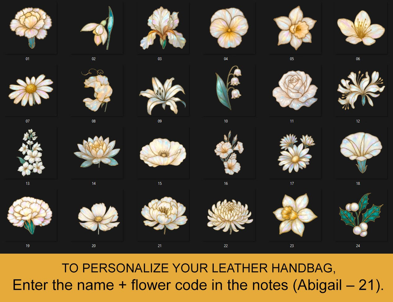 Personalized Leather Handbag – Christian Purse | Mother of Pearl Style | CHRISTIANARTBAG CAB123025